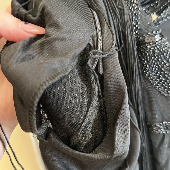 NWT  1920s Gatsby Dress V Neck Sequin Bead Fringed Cocktail Hem Flapper Dress - Picture 11 of 12
